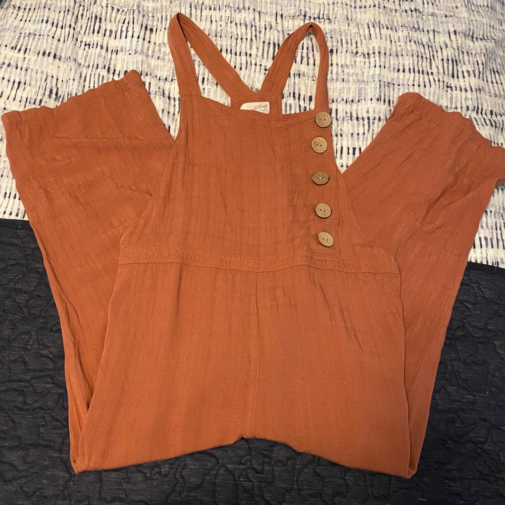 Burnt Orange Cropped Overalls